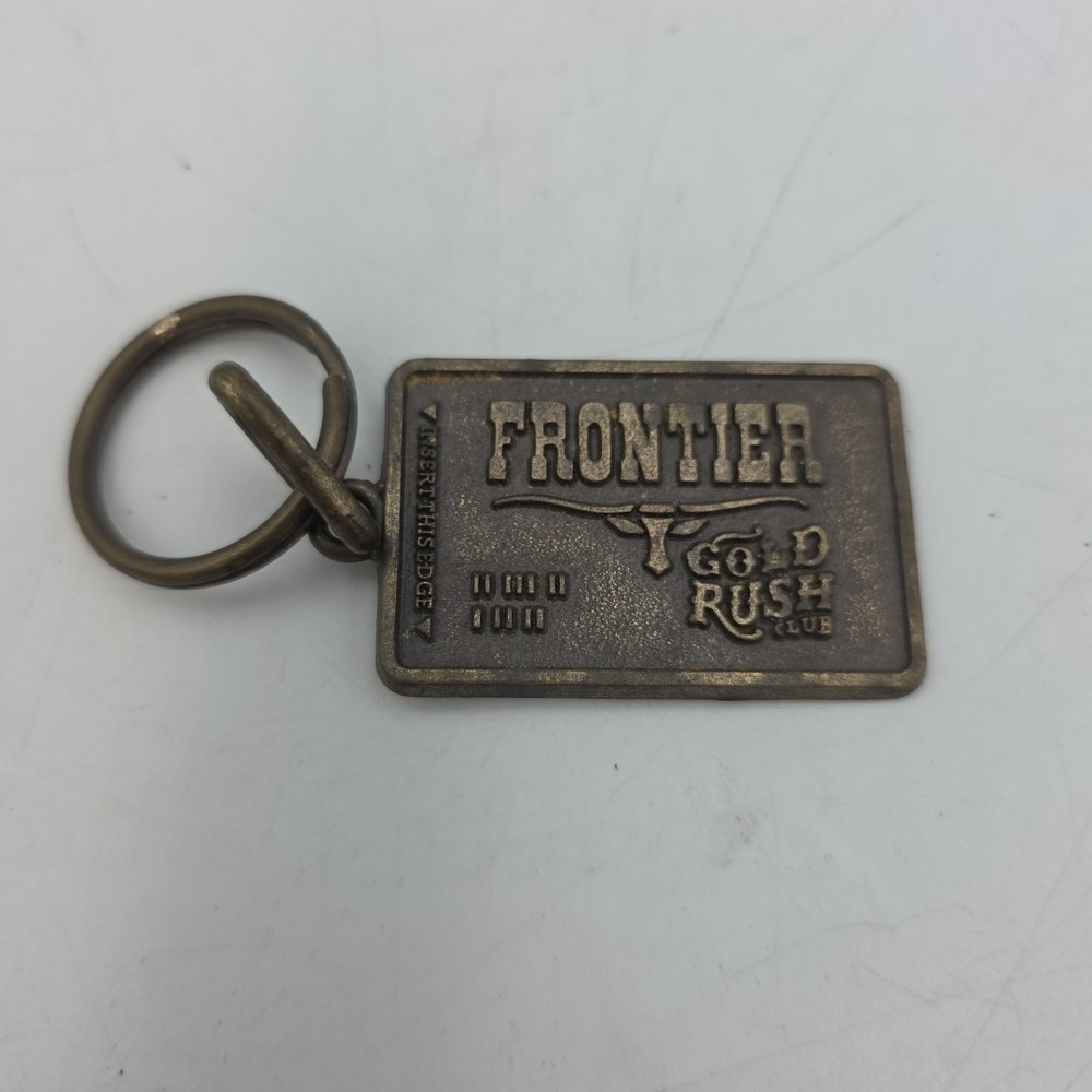 Frontier Casino Brass Gold Rush Club Keychain Vintage Travel Las Vegas NV‎